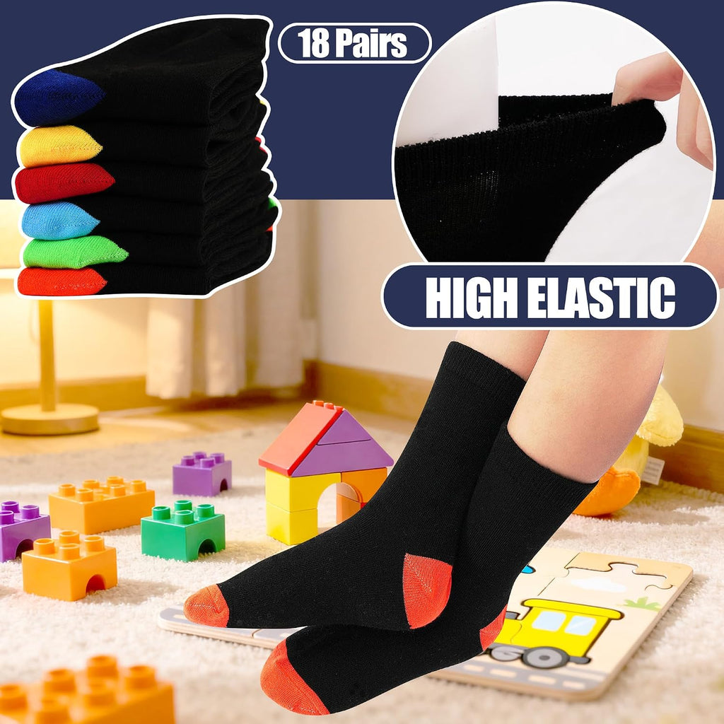 18 Pairs Boys Socks, Crew Socks for Boys Dress School