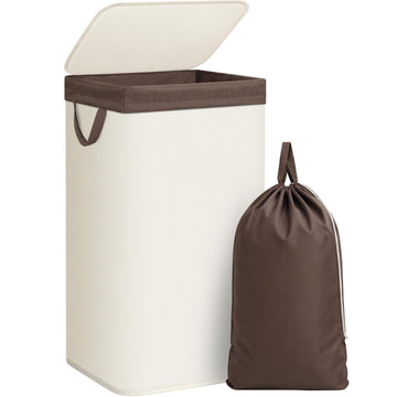 Metal Frame Laundry Hamper with Lid, Tall Laundry Baskets