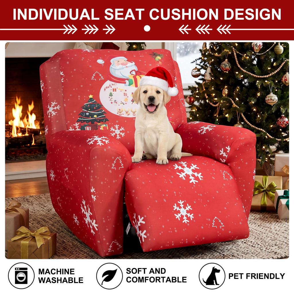 Recliner Chair Covers Non-Slip 4-Piece Recliner Slipcover with Pockets