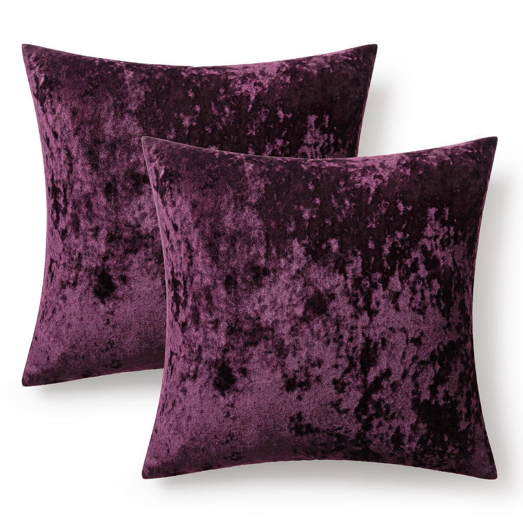 Velvet Throw Pillow Covers Purple 18x18 inch Set of 2