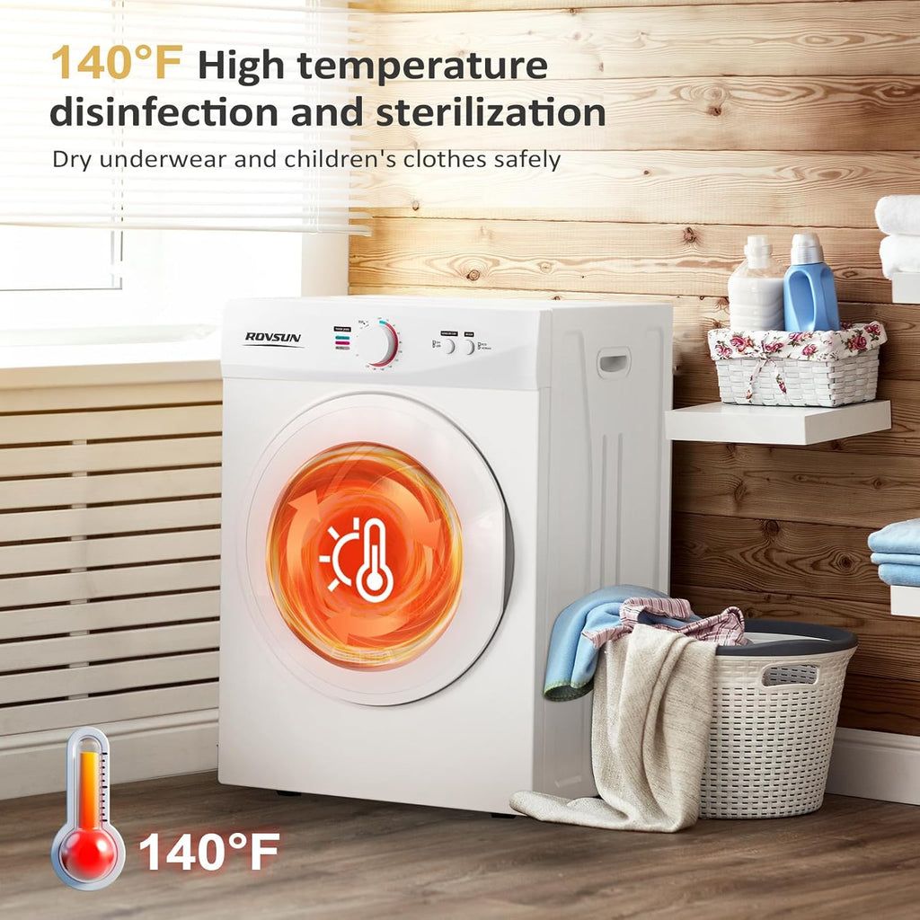 1.8 Cu.Ft Portable Clothes Dryer, Front Load Dryer Machine, Compact Laundry Dryer with Stainless Steel Tub for
