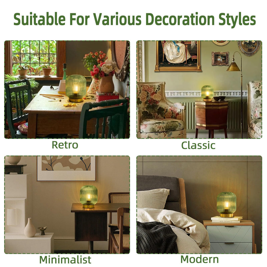 Rechargeable Table Lamp,Cordless Lamp with Memory Function,Green
