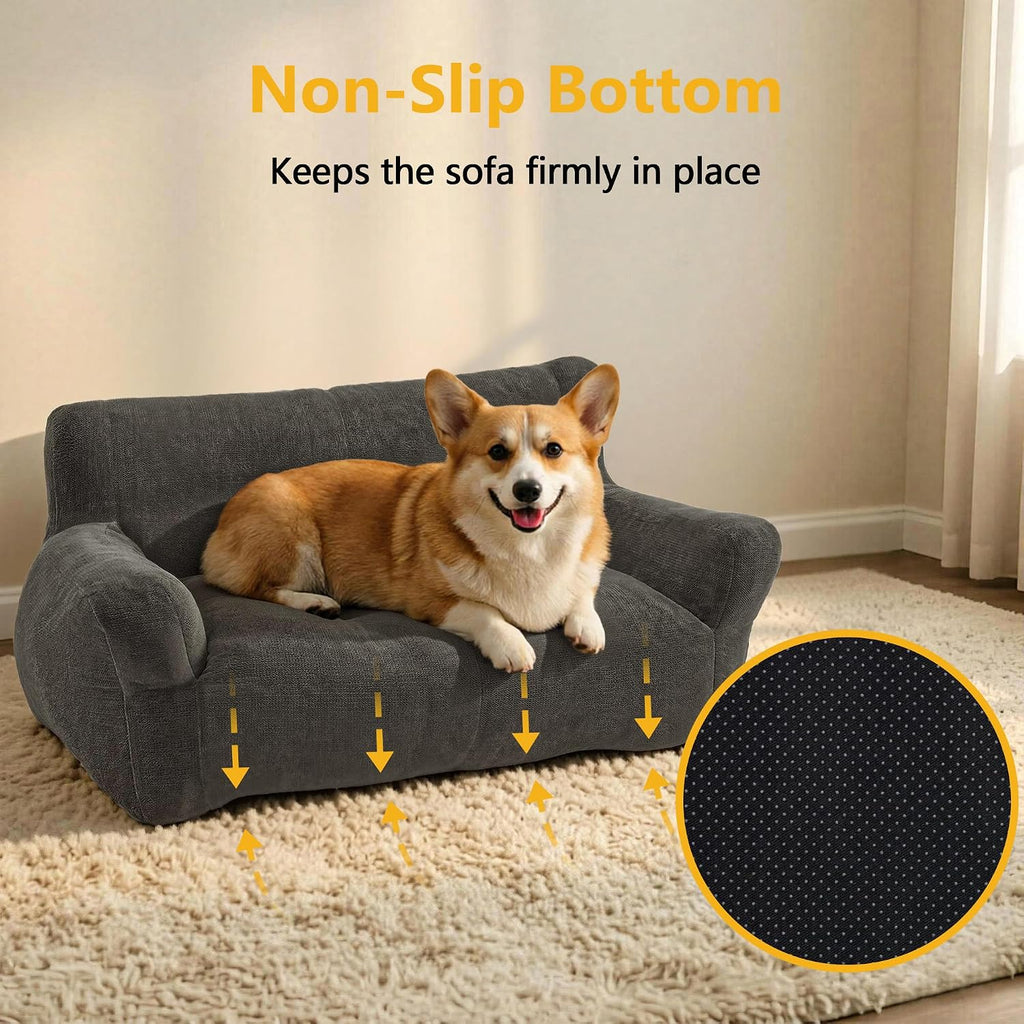 43.4" Dog Couch for Small Medium Breed Pet Sofa Bed Grey
