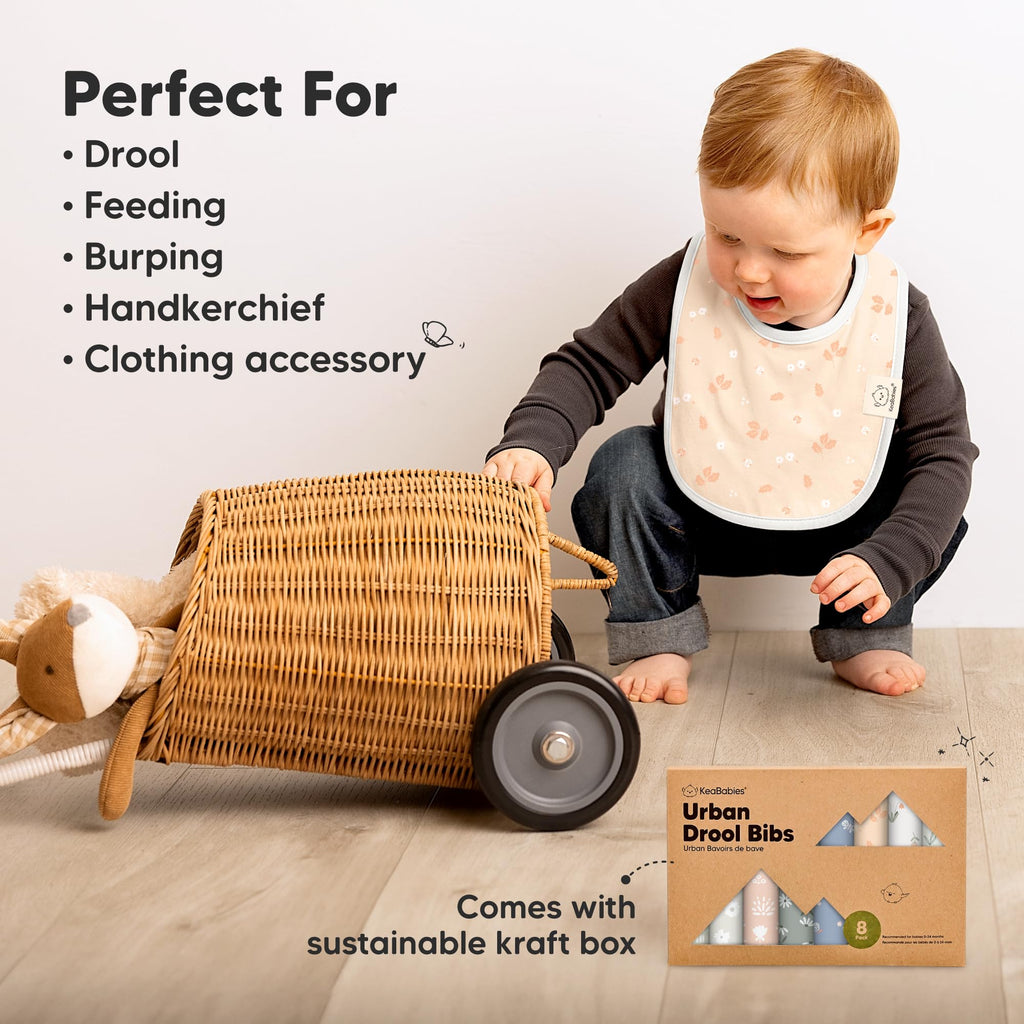 8-Pack Organic Baby Bibs for Drooling and Teething (Fleur)