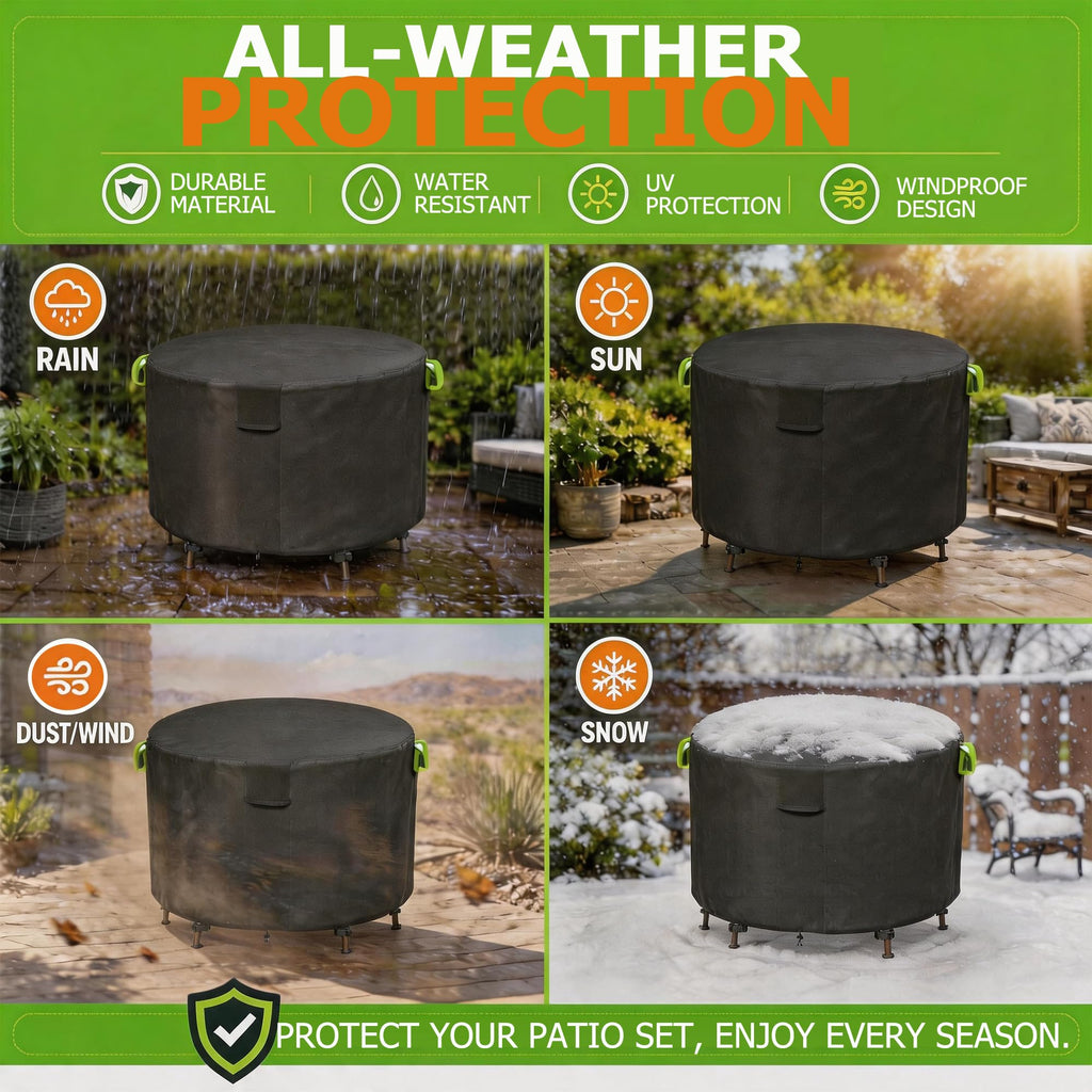 Round Patio Furniture Covers, 96" Dia Waterproof Round Outdoor Table Cover