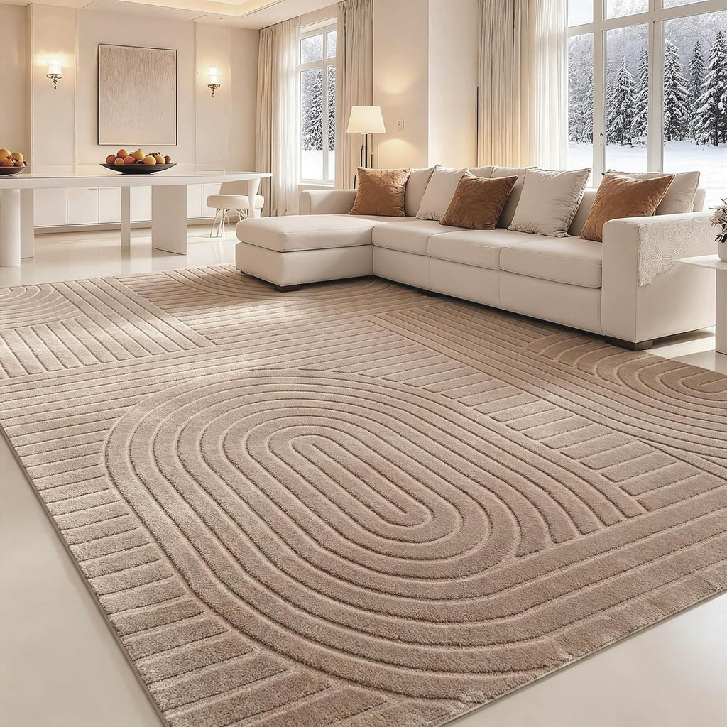 Brown Solid Area Rug, Washable Non Slip Rugs