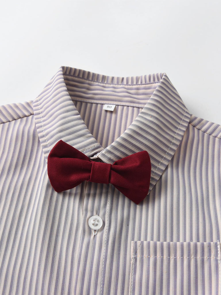 Baby Boys Pants Sets,Toddler Gentleman Outfits, Infant Long Sleeve Shirt + Pants + Bow Tie + Suspenders