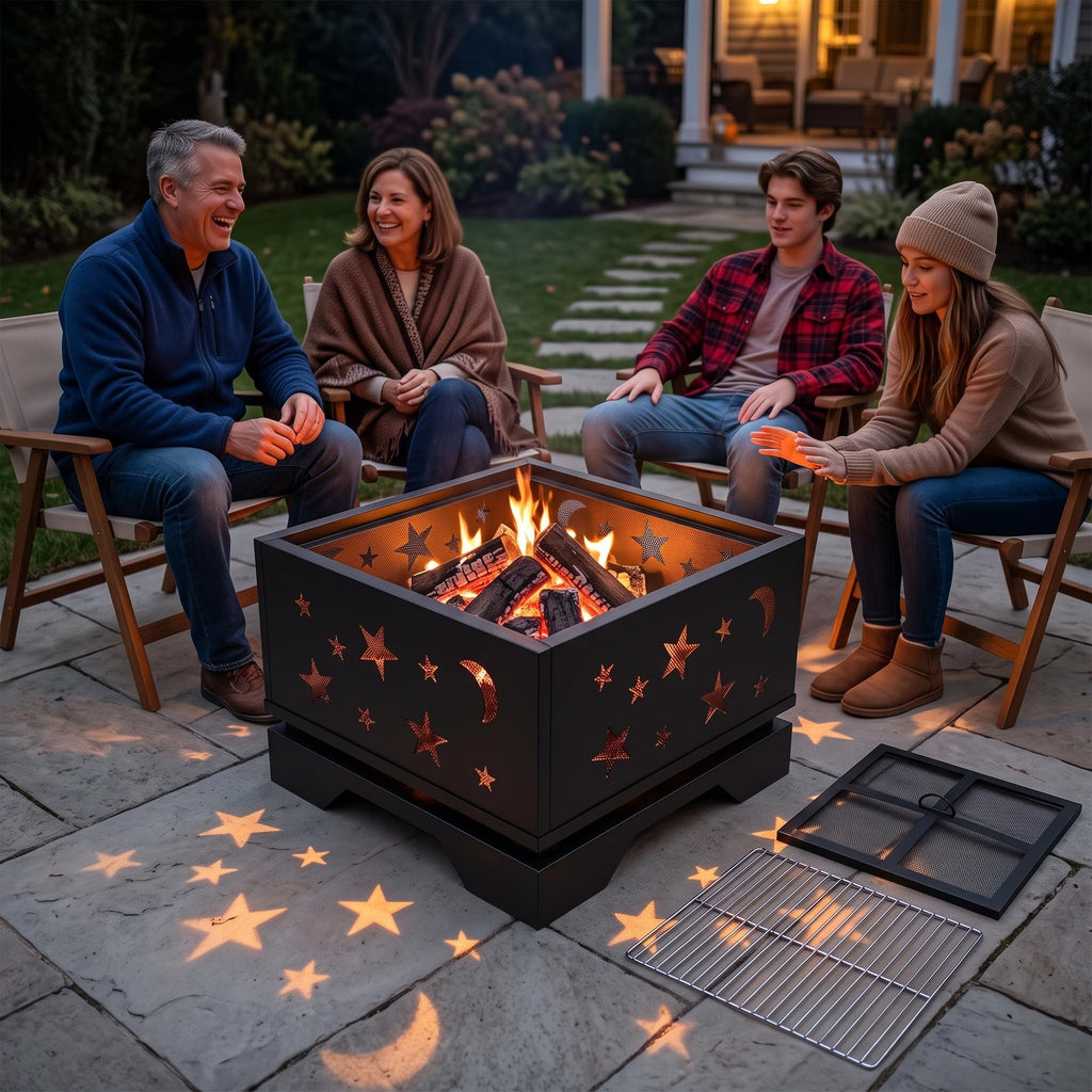 Heavy Duty Square Cutout 2-in-1 Outdoor Fire Pit & Grill