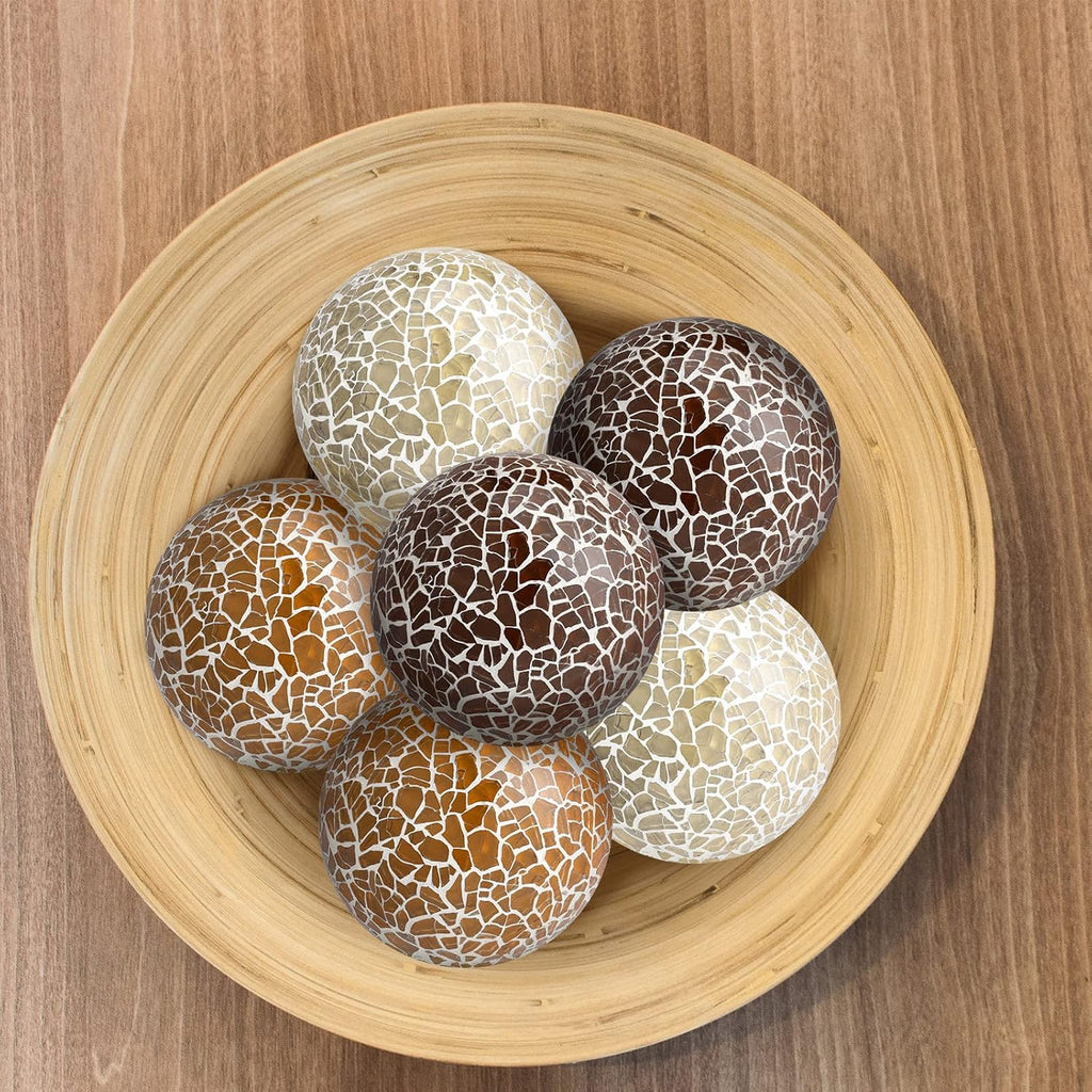 6 Pcs Mosaic Sphere Balls Decorative for Bowls, Mosaic Glass Balls Decorative Orbs Table Sphere Decor Centerpiece for