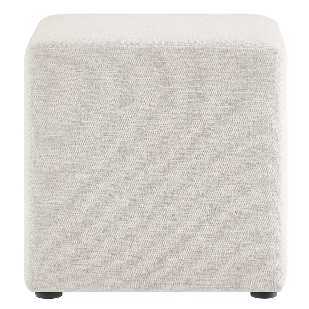 17" Square Woven Heathered Fabric Upholstered Upholstered Ottoman