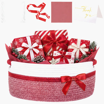 Woven Basket for Gift Empty, Red, 14*10*6.5 Inch