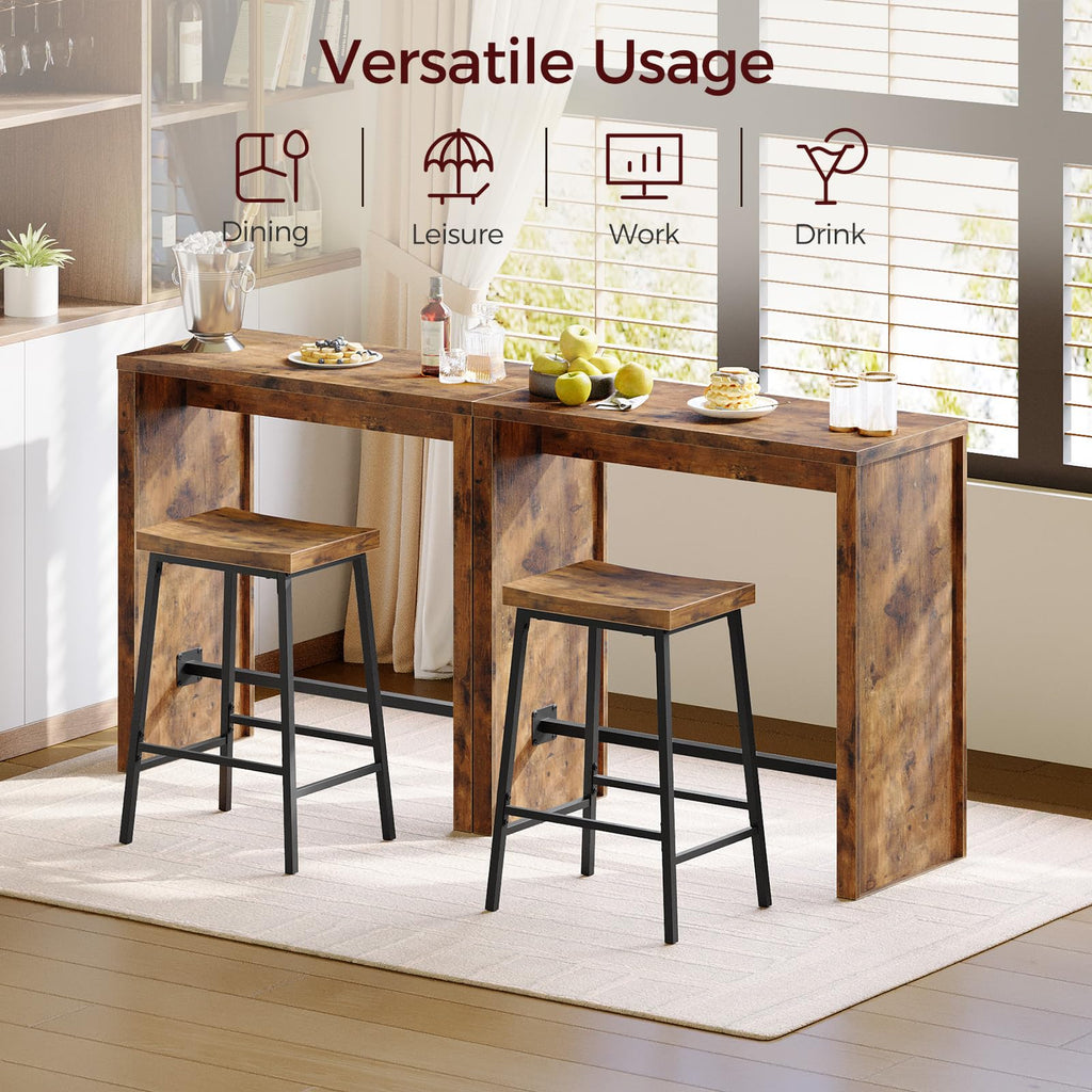 Bar Table, 35.4" Counter Height Pub Table, Industrial Rectangular Hightop Table, Kitchen Dining Bar Height Tables