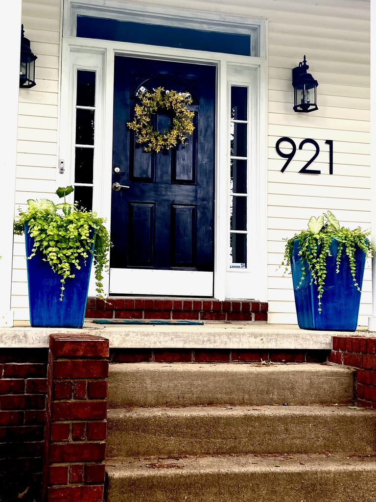 12 inch Large Modern House Numbers, black plastic with hardware included (8, Black)
