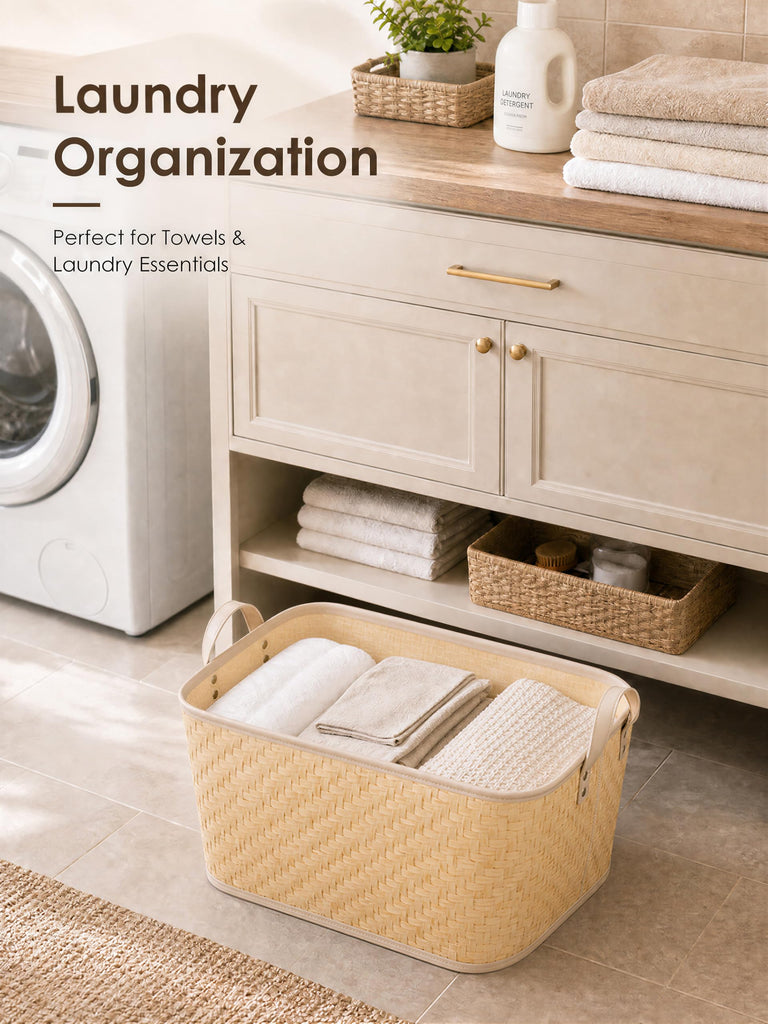 Oversized Storage Baskets Laundry Hampers with Structured Frame & Supported Bottom, Extra Large Closet Bins for