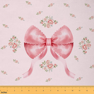 Coquette Pink Bowknot Fabric by The Yard 10 Yard Pink Flower Clusters Waterproof Outdoor Material Dreamy Princess