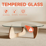Modern Coffee Table and Small Spaces, 43.3" x 29.5" x 15.8" Triangle Tempered Glass Table Top and Eco-Friendly Solid