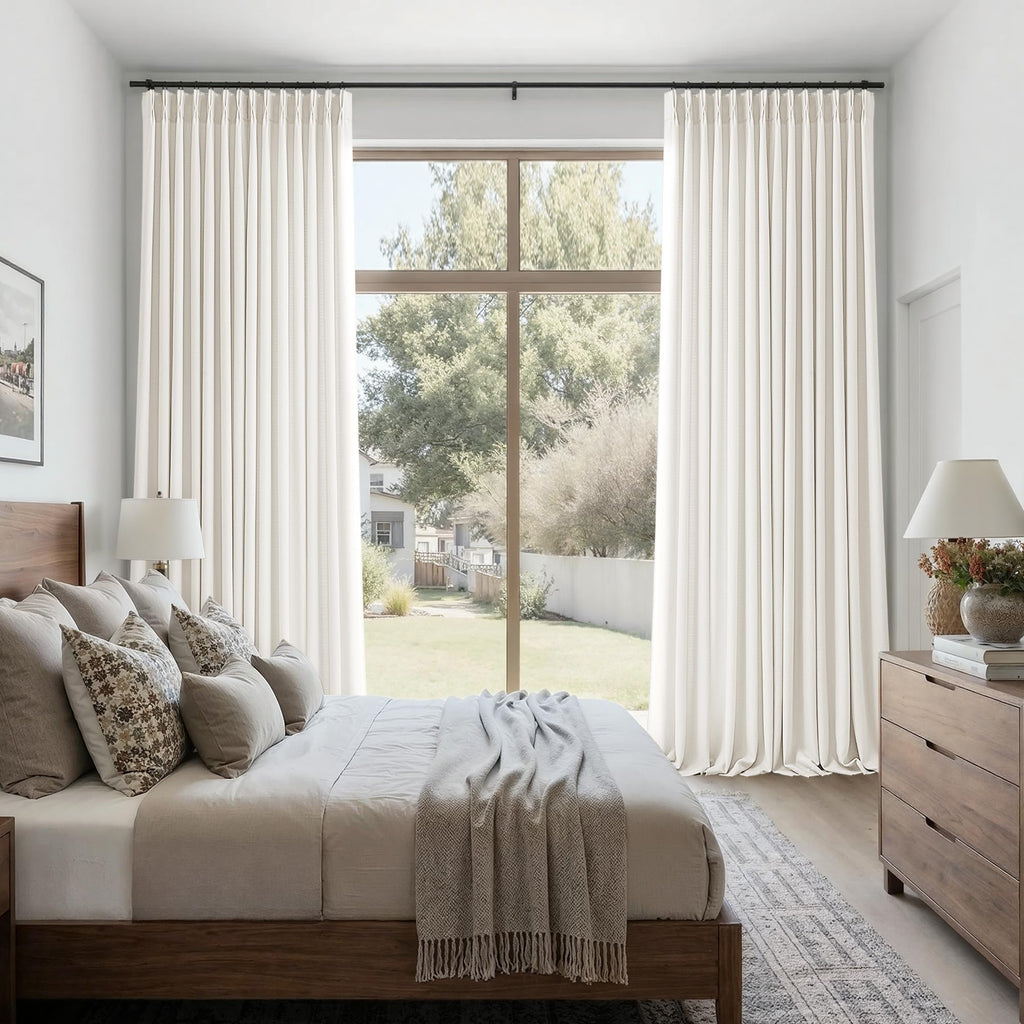 Ivory White Pinch Pleated Linen Curtains 60 Inch Wide 84 Inch Long 1 Panel