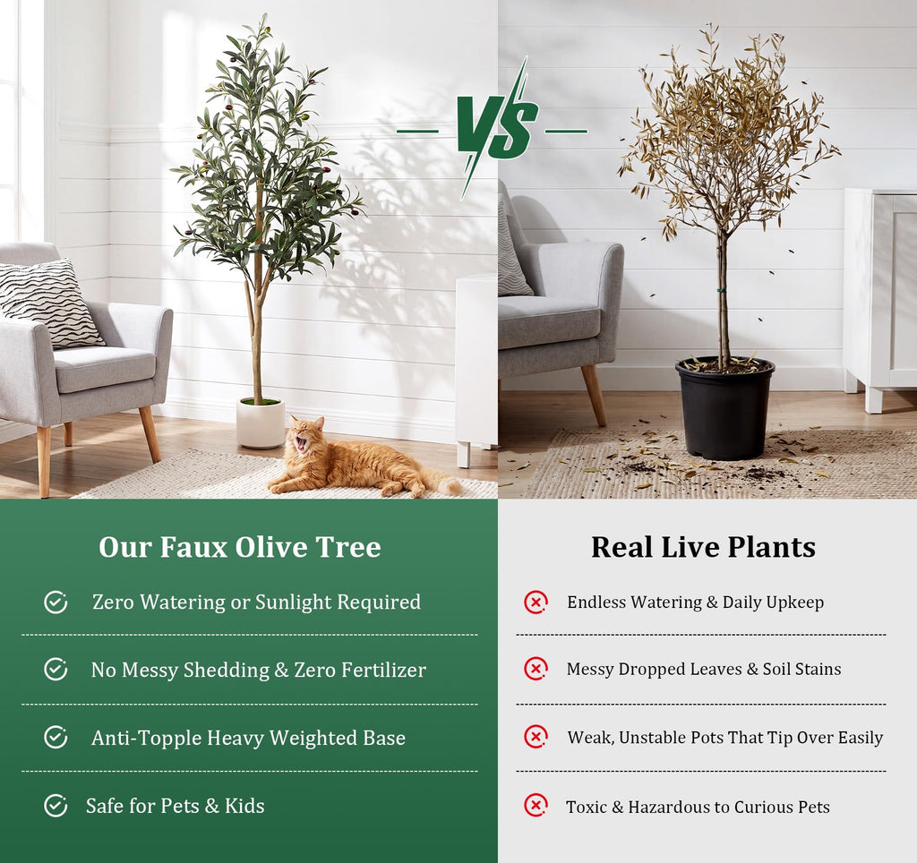 Artificial Olive Tree 5FT with Natural Wood Trunk Faux Plant
