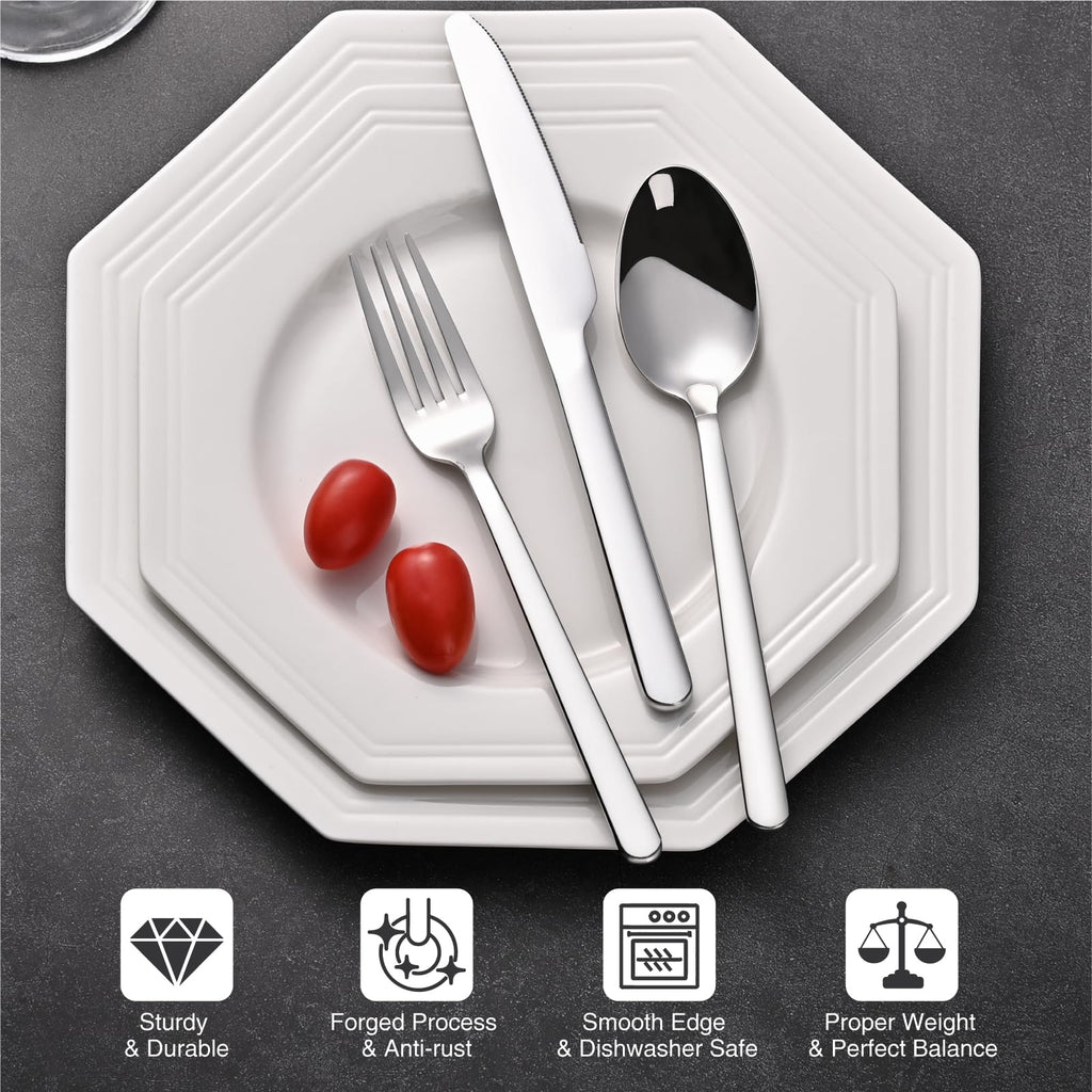 20-Piece Forged Silverware Set for 4, 18/10 Stainless Steel Mirror Finish