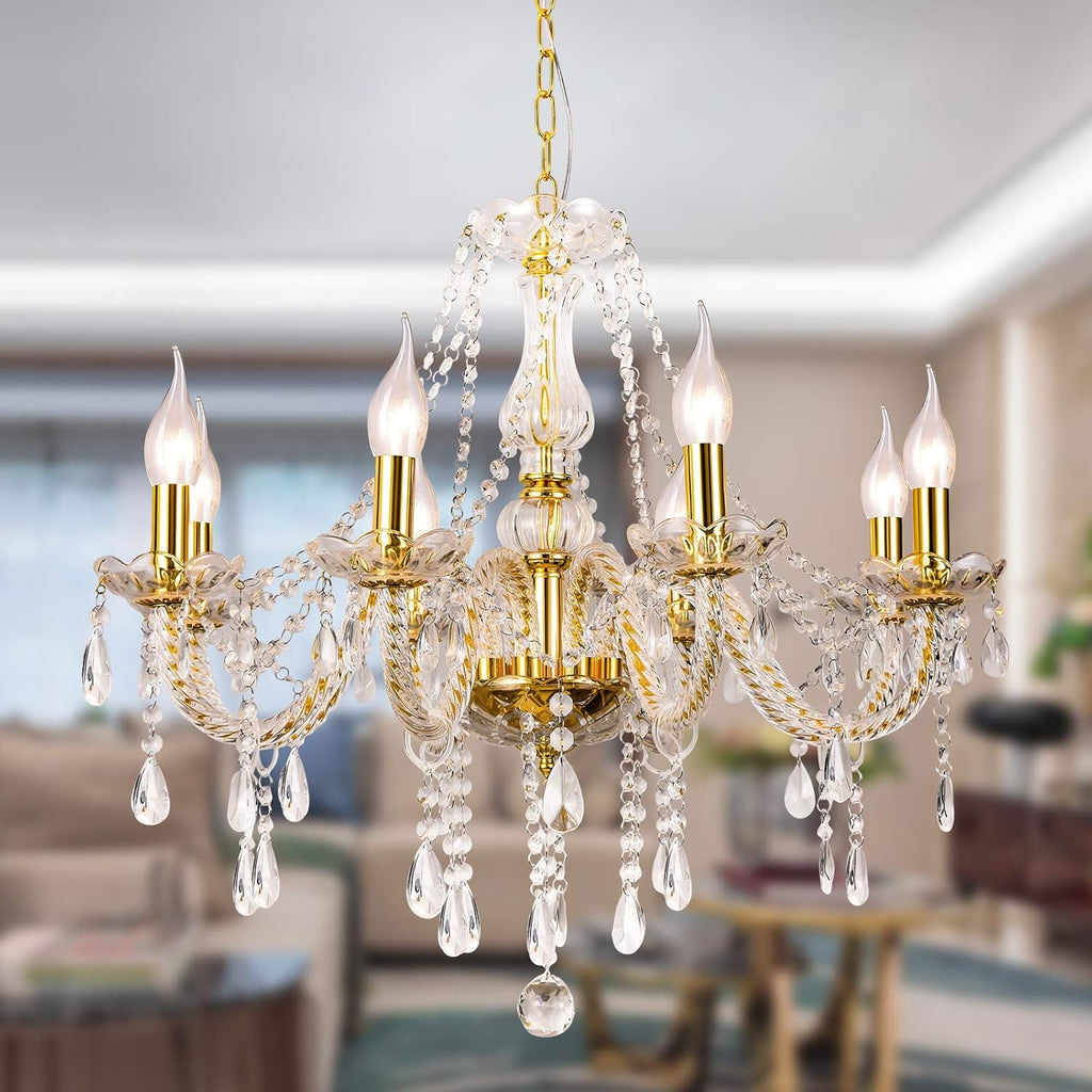 K9 Crystal Candle Chandeliers Lighting 8 Lights Pendant Ceiling Fixture Lamp for Dining Living Room Bedroom Hallway Entry Elegant Decoration (8 Bulbs) A110-B091C4H3TC