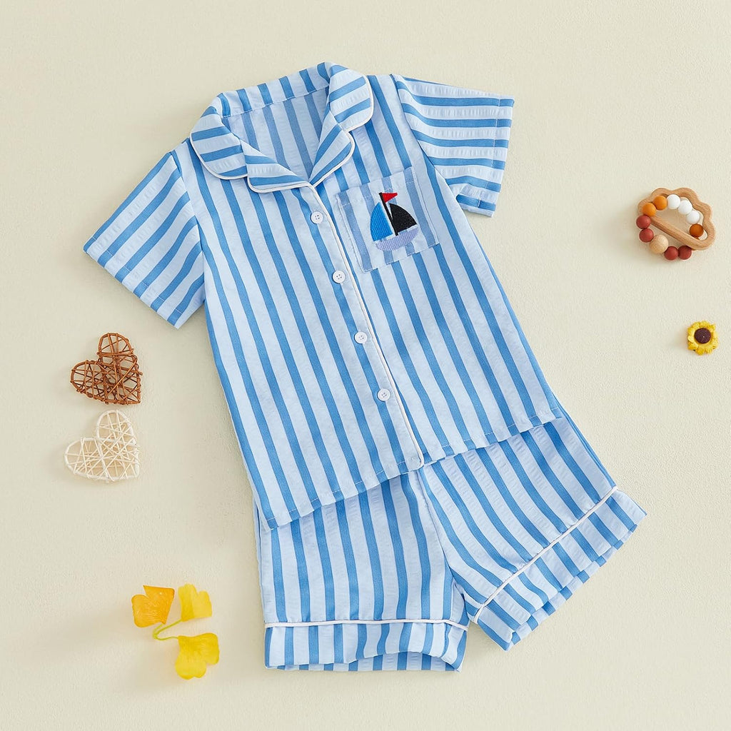 Kids Toddler Boy Pajamas Summer Shirt Top and Shorts Set