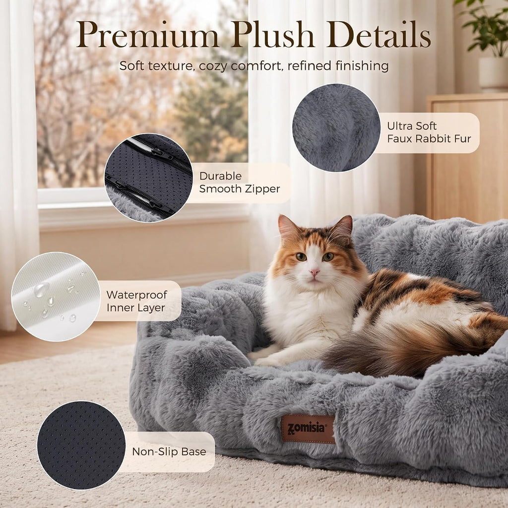 Orthopedic Cat Couch Bed for Indoor Cats, Removable Washable Cover