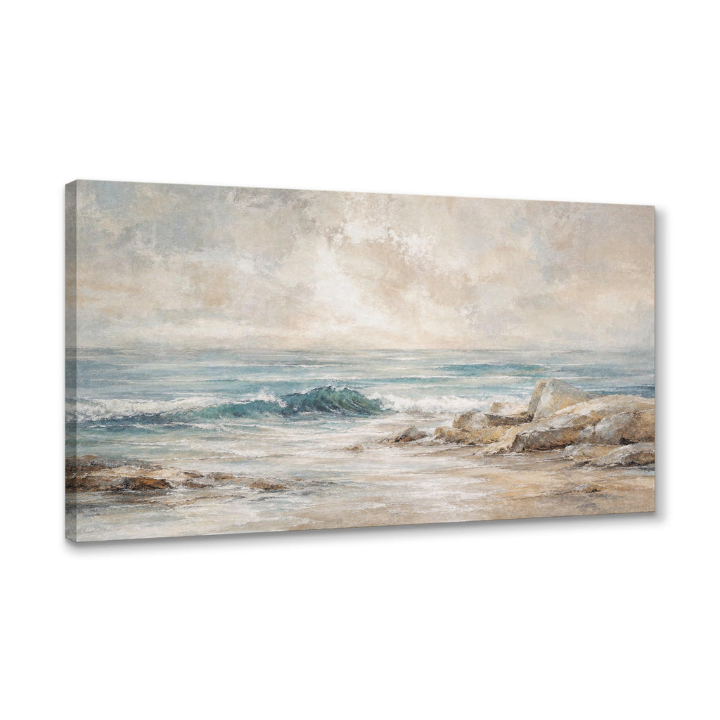 Coastal Canvas Wall Art, Misty Ocean Landscape, 48 x 24 Inches