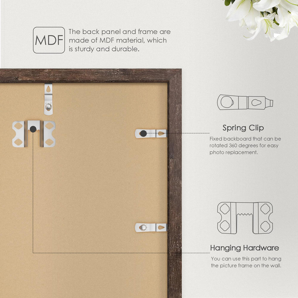 16x20 Picture Frame, Rustic Brown Poster Frame, Wall Mount, 1 Pack