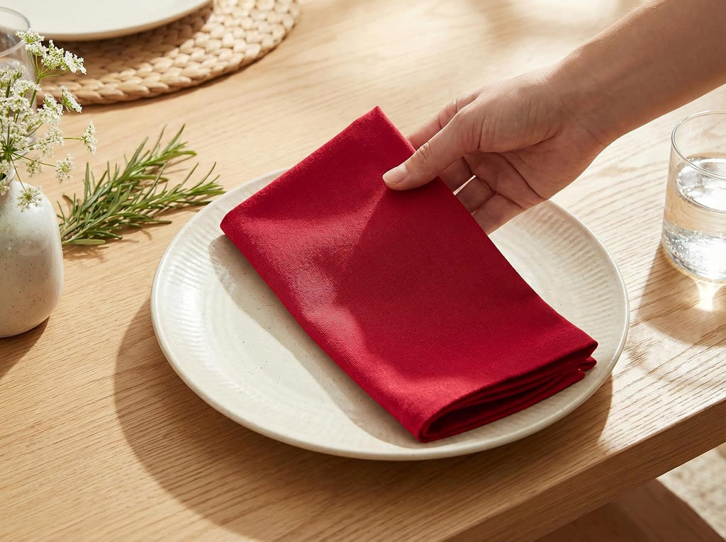 Set of 12 Cloth Dinner Napkins 100% Cotton 18x18 Inch - Soft Durable Washable - Ideal for Farmhouse Party Spring