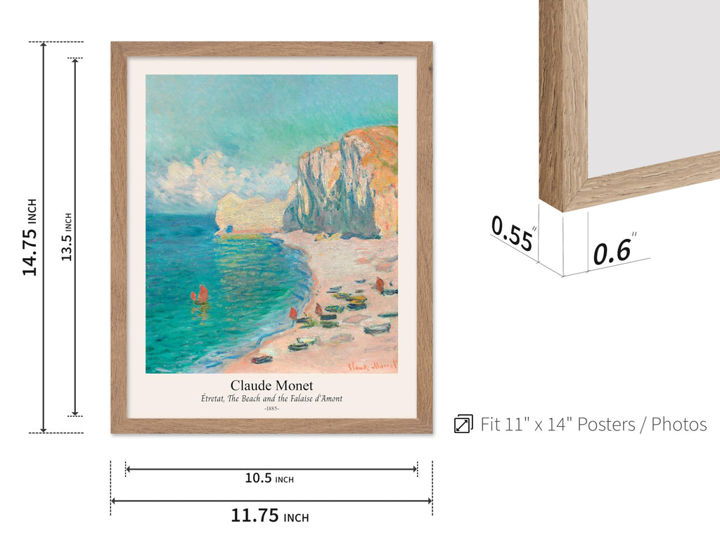 Master Vintage Claude Monet Poster - Retro The Beach and the Falaise d'Amont Print - Impressionism Art - Étretat