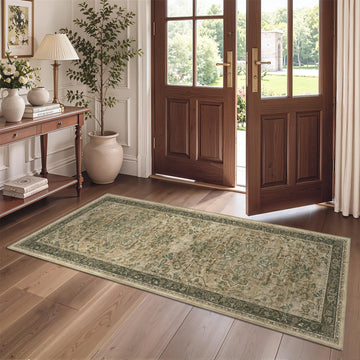 Vintage Medallion Runner Rugs s Non Slip Machine Washable, Low Pile Lightweight Carpet Runner