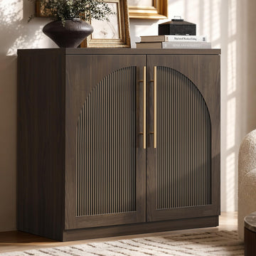 Arched Sideboard Cabinet, 31" Modular Storage Credenza, Walnut