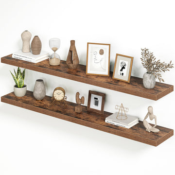 Floating Shelves 55.1" W x 9.3" D Rustic Brown Set of 2