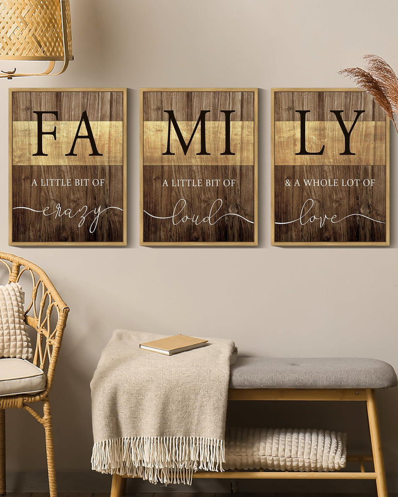 Family Wall Decor Farmhouse Sign Wall Hanging Decor Rustic Netural Quotes Prints Artwork Dining Room Kitchen