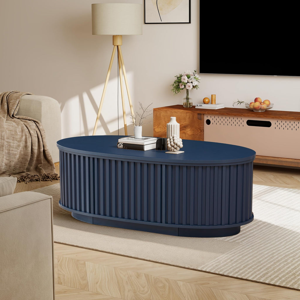 43.3'' Oval Lift Top Fluted with Hidden Storage