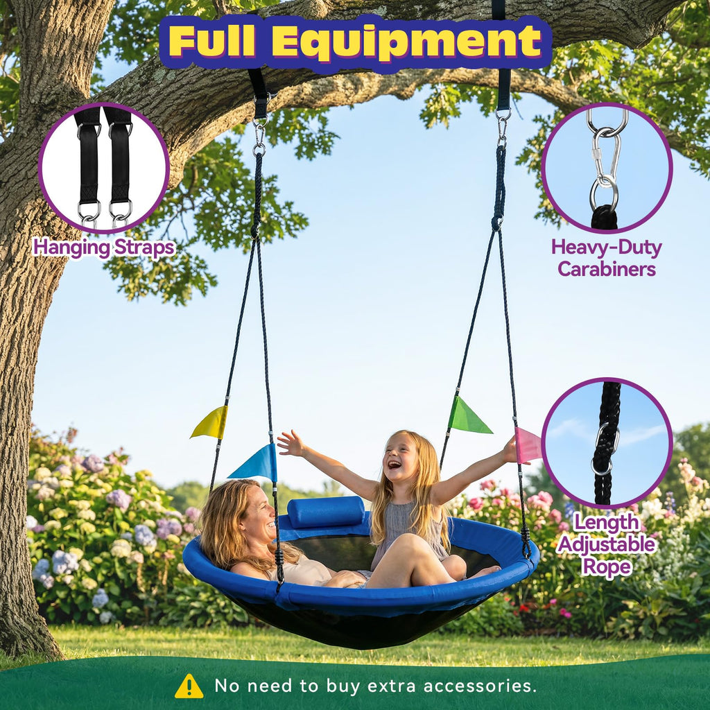 Tree Swing, 48 inch Saucer Swing, Swing for Outdoor Backyard, Blue