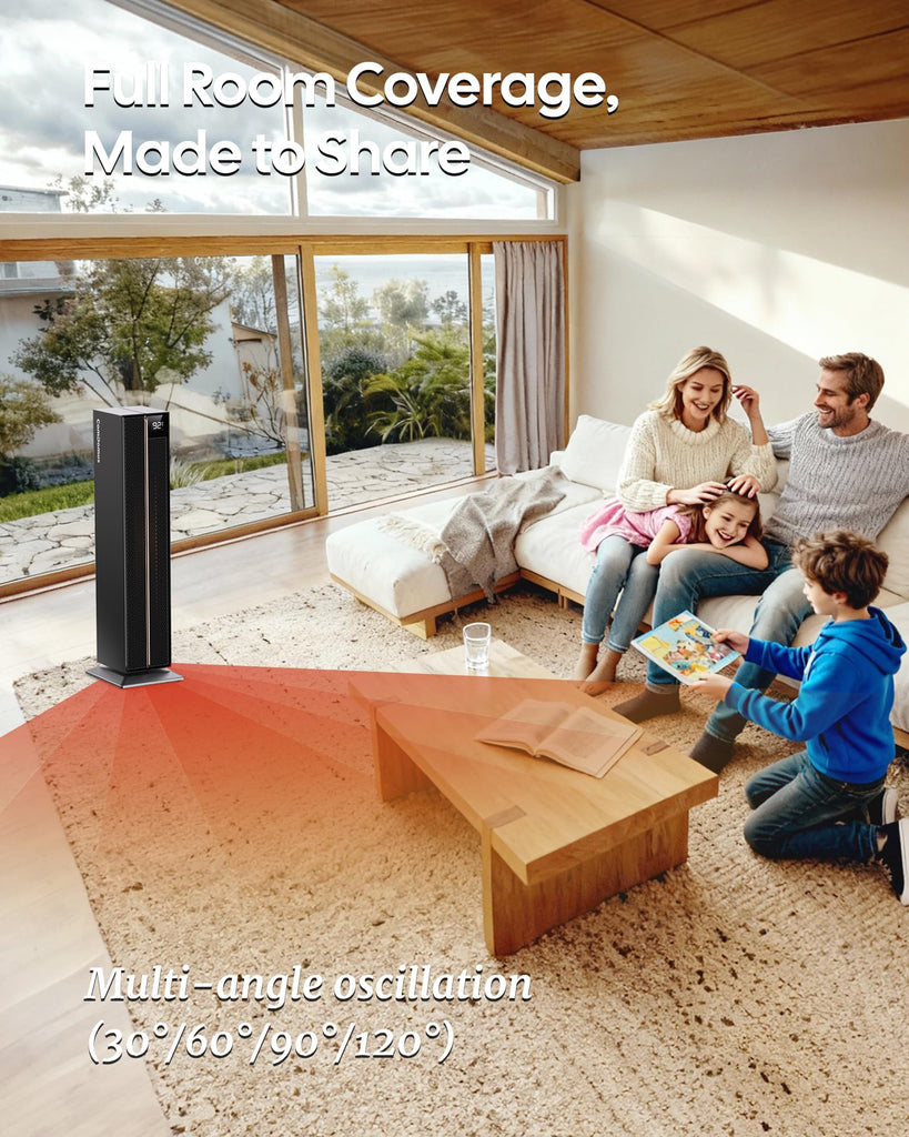 Space Heater, 32" Electric Heaters for Indoor Use with Remote