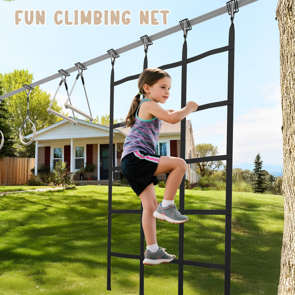 60 ft Ninja Warrior Obstacle Course Swing Set for Kids Outside