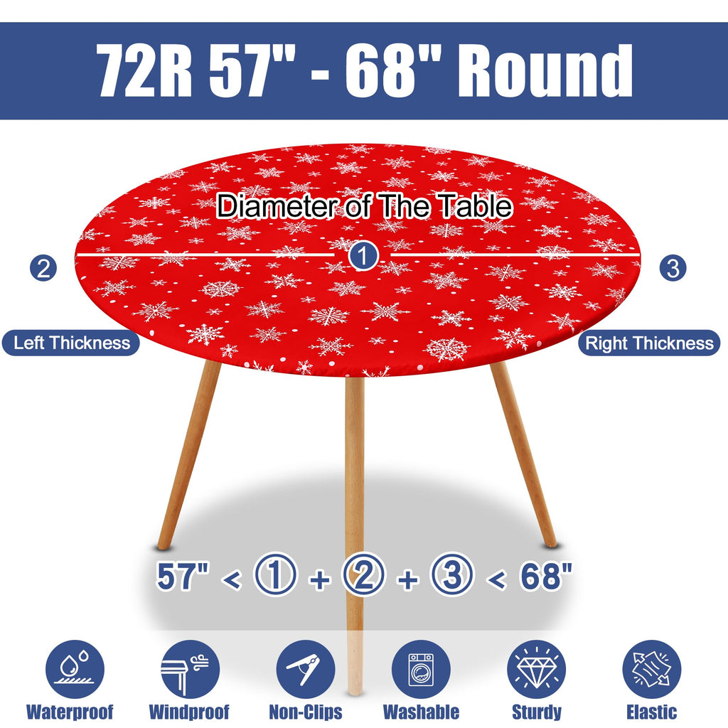 Round Spandex Christmas Fitted Tablecloth for 57"-68" Tables