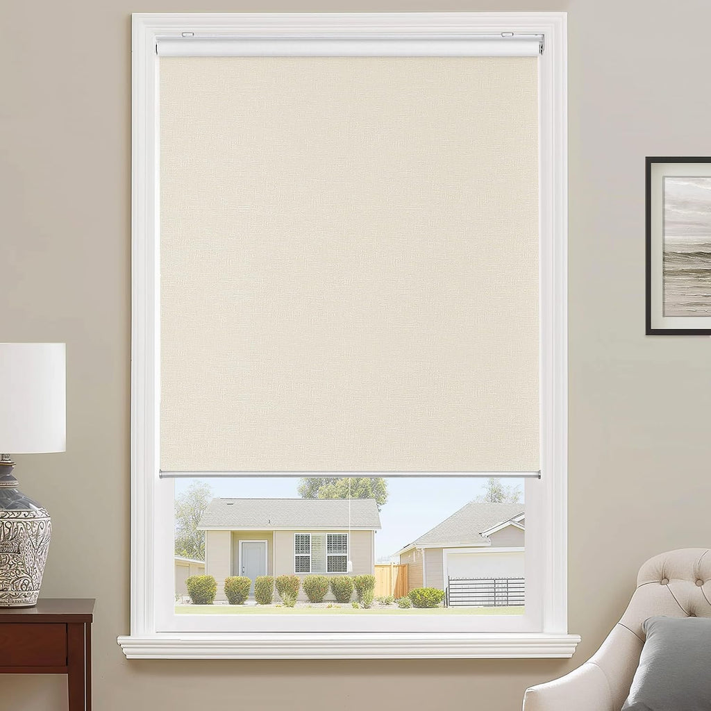 Blackout Roller Shades Pull Down, Cordless Window Blinds