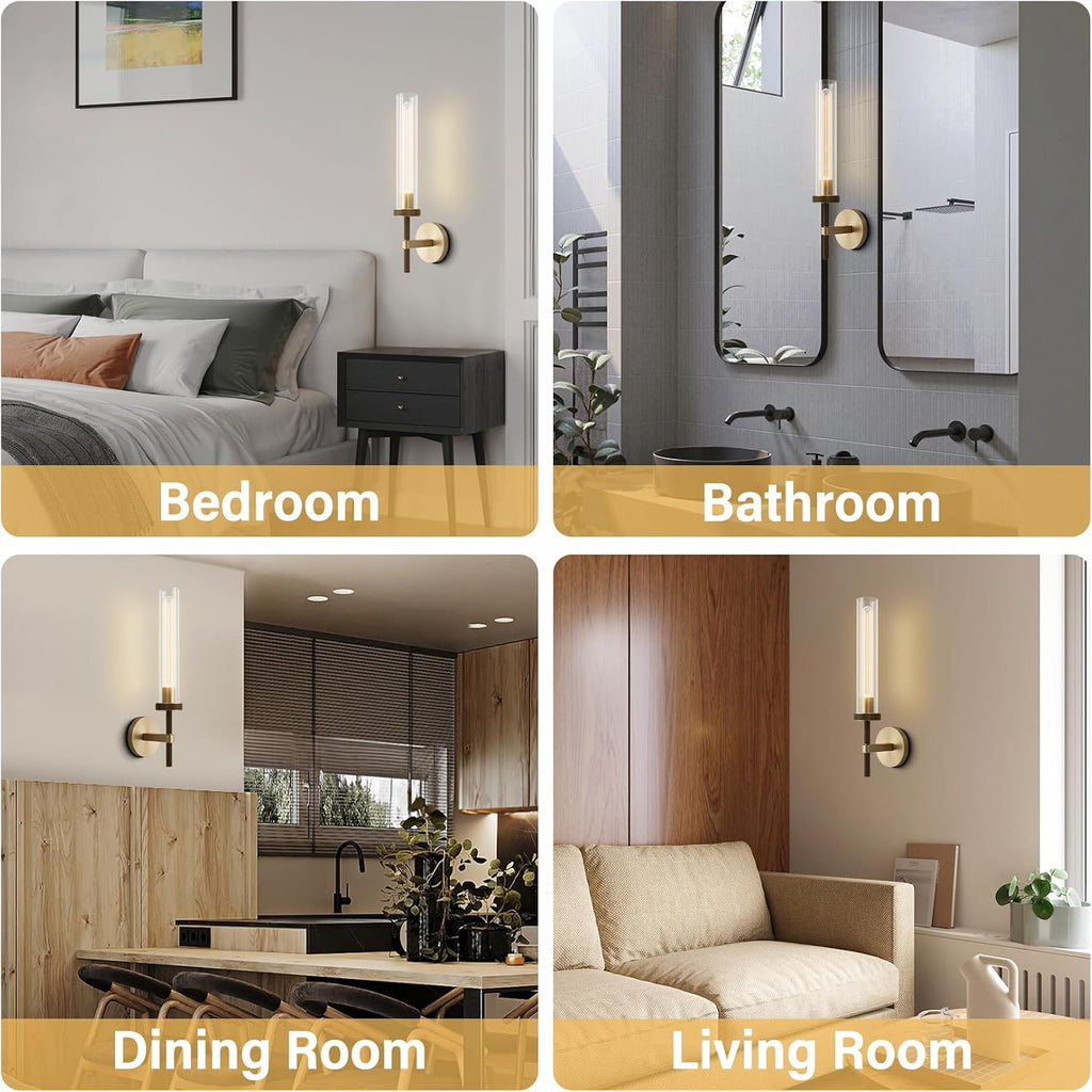 Brass Wall Sconces Set of Two, 19" Knurling Gold sconces Wall Lighting, Bathroom Vanity Light Fixtures, Modern Wall