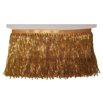 Beaded Fringe Trim,Ribbon Tassel Fringe Trim 4 Inch Wide 2 Yards Long for Crafts DIY Dress Clothes Decoration (Gold)