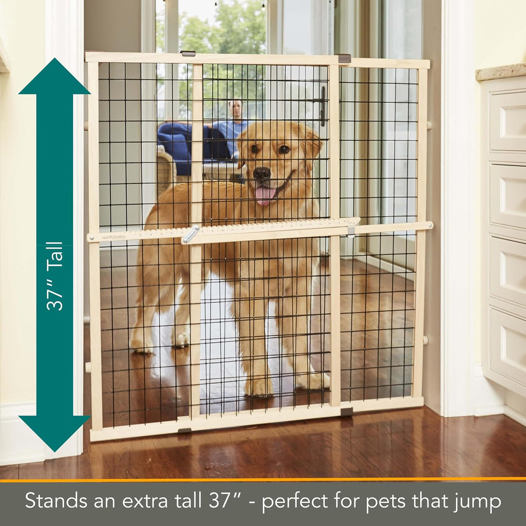 Wire Mesh Dog Gate: 29.5"-40" Wide, Pressure Mounted with No Tools; Expandable, Durable Pet Gates for Doors
