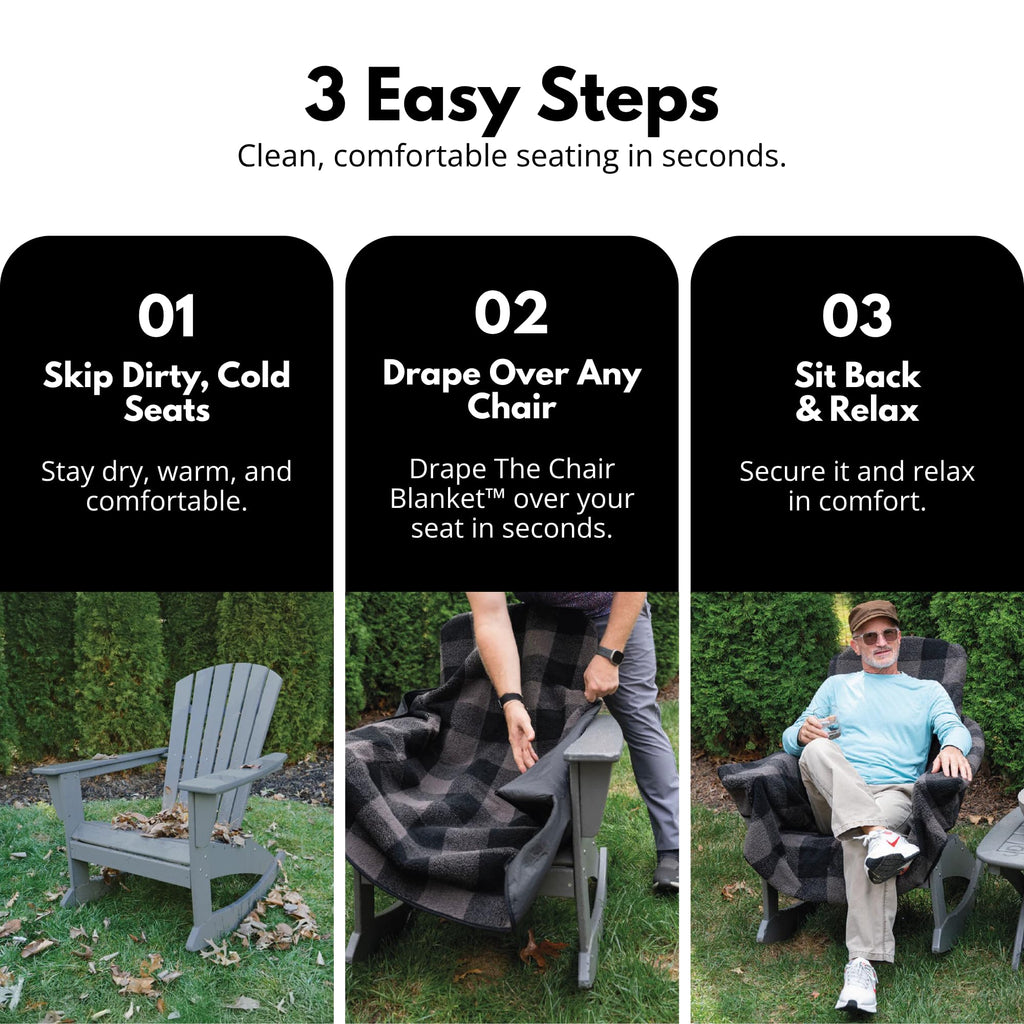 The Chair Blanket - Reversible, Waterproof & Fleece-Lined - Stretchable Elastic Back - Original Patio Chair Cover