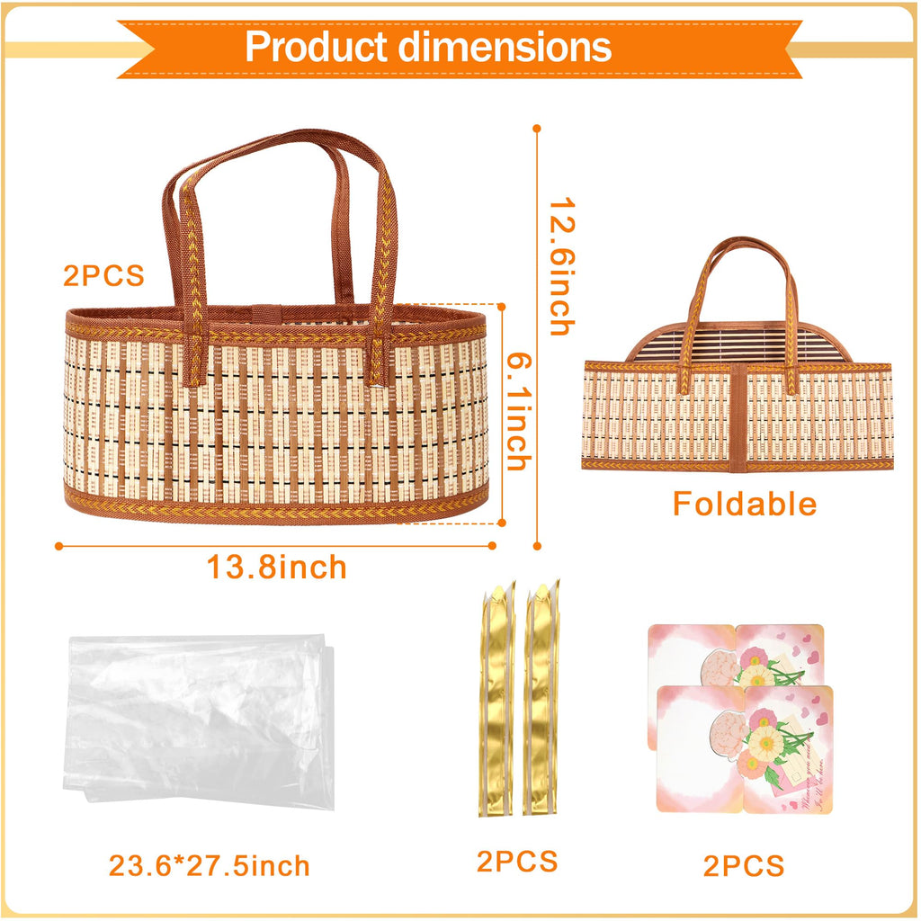 2 Set Baskets for Gifts Empty, Woven Bamboo gift baskets empty