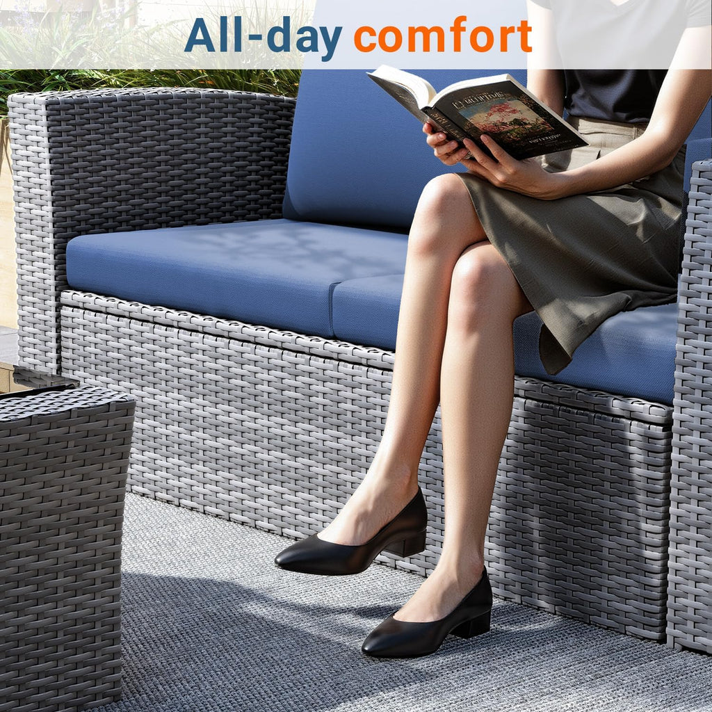 Wisteria Lane 4 Piece Patio Furniture Set, Wicker Outdoor Patio Conversation Furniture Set