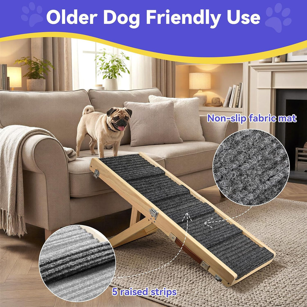 2026 Upgraded Small Dog Ramp for Couch Foldable, 5 Ajustable Height