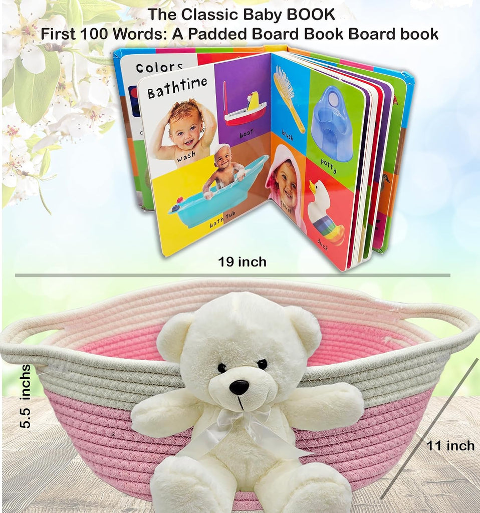 New Baby Girl Gift Basket | Unique Gift Set for a new mom Pink Baby Gift Set. Welcome Baby Care Package All w/Newborn