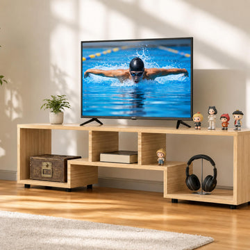 55" Small Farmhouse TV Stand with Open Shelves, Fits up to 65" TVs, Large Storage, Media Console & TV Cabinet, Easy