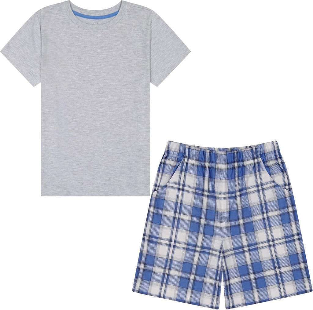 Pajamas Set for Boys, Piece Set, Short Sleeve Shirt with Pajama Shorts